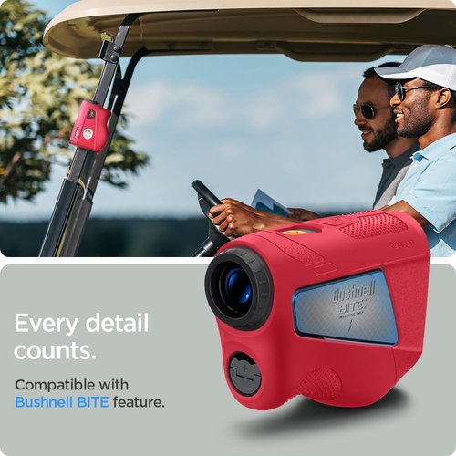 Spigen Golf Silicone Fit Rangefinder Case Designed for Bushnell Rangefinder Tour V6 Shift Protective Cover Carrying Case Golf Rangefinder Accessories Compatible with AirTag - Red