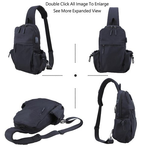 Sling Bag Crossbody Bag Sling Backpack for Men Women, Shoulder Bag Chest Crossbody Bag for Men, Lightweight Waterproof Sling Bag for Men Women USB Charging Port Travel Hiking