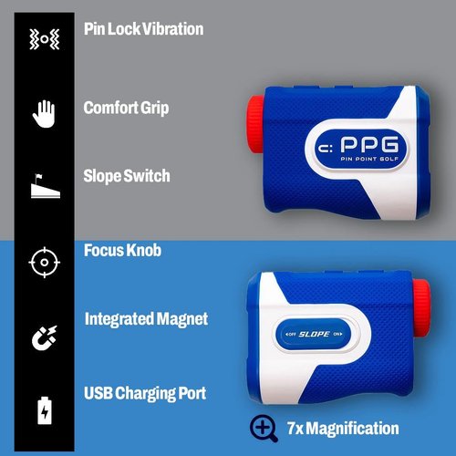 PPG CaddyVision Laser Golf Rangefinder with Magnet, 650 Yard Range, Laser Range Finder with 7X Magnification Ultra-Clear View, Lightweight, Slope Switch, Pin-Lock Vibration, 2 Year Warranty