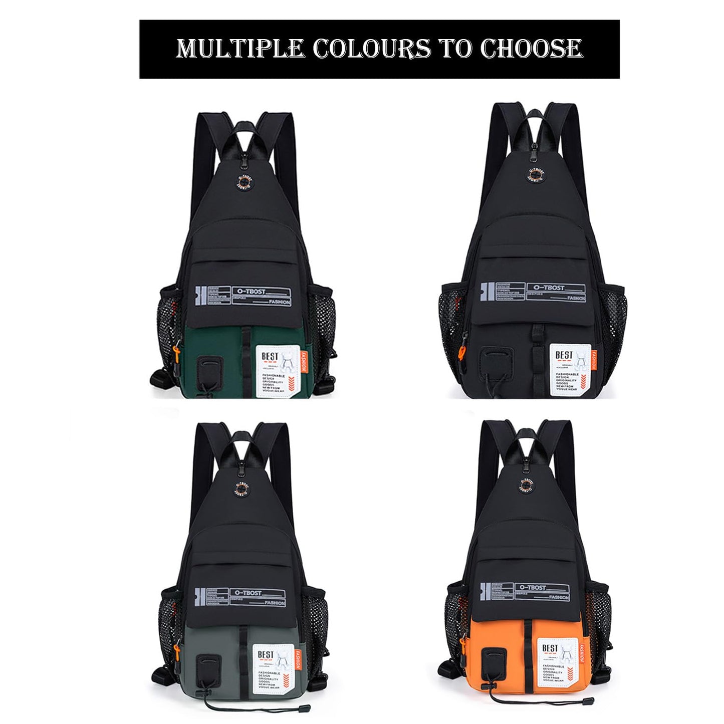 JENAGREEN Waterproof Sling Backpack Crossbody Shoulder Bag for Women Men, Crossbody Bag Casual Daypack Travel Hiking Adjustable Chest Bag