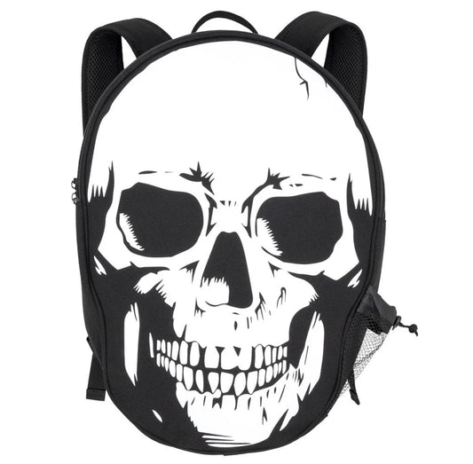 18" Large Skull Backpack with Bottle Holder and Inside Bag Pocket