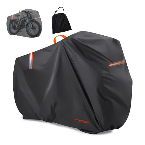 Bike Cover Outdoor Storage Waterproof Bicycle Cover Rain Sun UV Snow Dust Wind with Lock Hole for Mountain Road Electric Bike Ebike Accessories (Black,26inch)