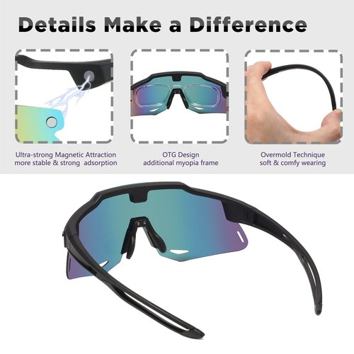 MALIDAK Mens Womens Sunglasses UV400 Protection Sports Magnetic Shades for Cycling, Running, Baseball, Fishing
