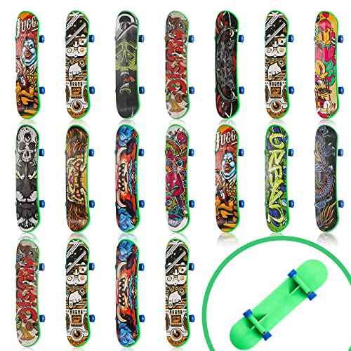 Sosation 18 Pcs Mini Finger Skateboard Thanksgiving Party Gift Favors Mini Skateboards Novelty Fingerboard Decorations Fingertips Movement Finger Gift(Cool Style)