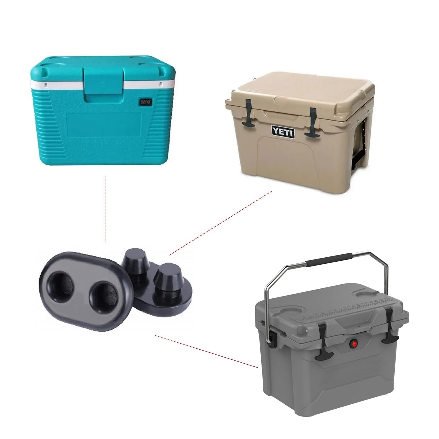 EVKILKJS 2PCS Cooler Feet,Non-Slip Rubber Cooler Feet Replacement,Compatible with YETI and RTIC Coolers 45qt 65qt 110qt 145qt,Durable Thickened Rubber Feet Prevent Sliding Protective Cooler