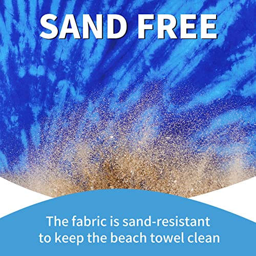 Oversized Microfiber Beach Towel 71x32 Inches - Blue 2 Pack with Carry Bag - Tie Dye Turtle Pattern
