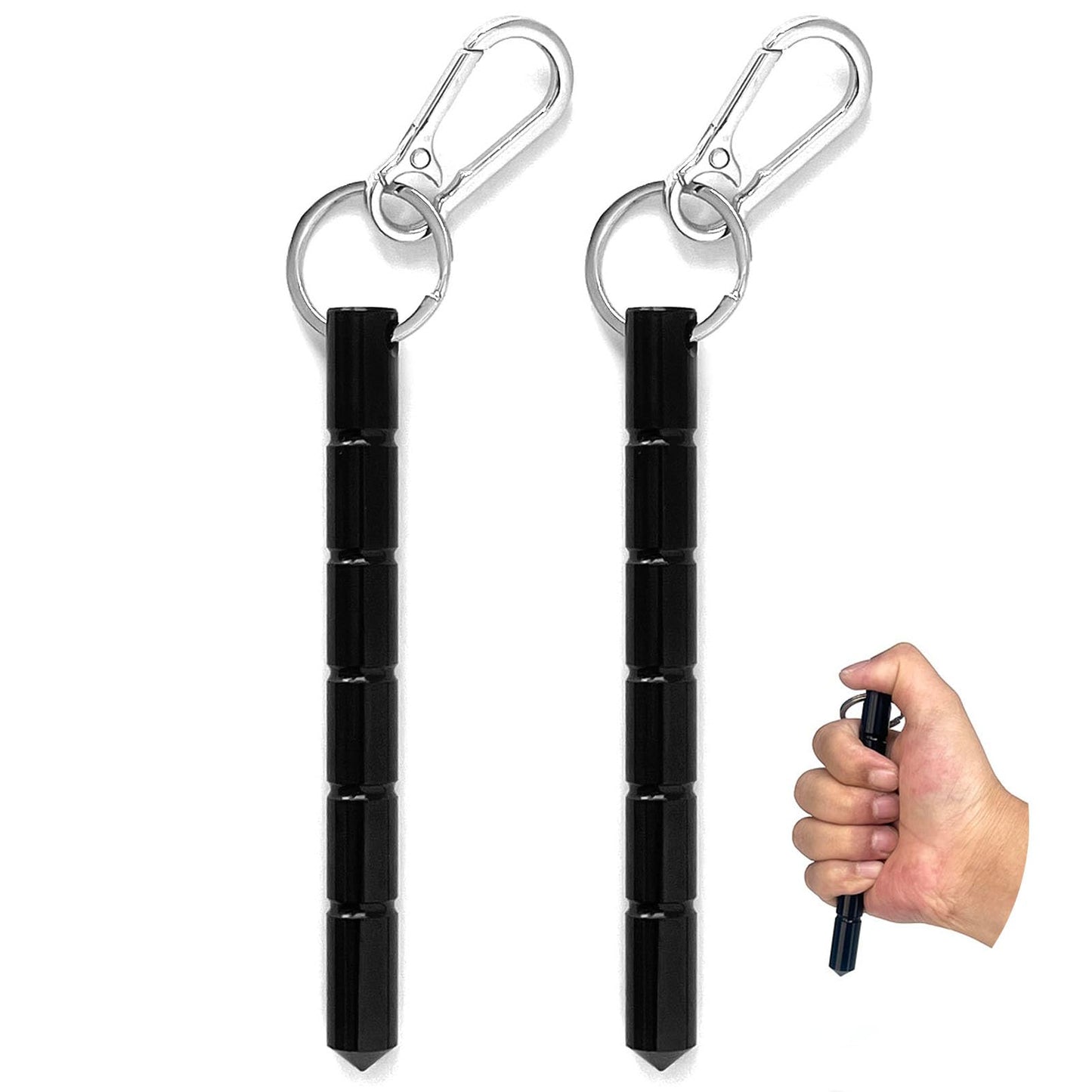 GladTime Kubaton Metal Tactical Keychain Aluminum Safety Keyring Self Defense Weapon with Key Chain Hook 2 Kit