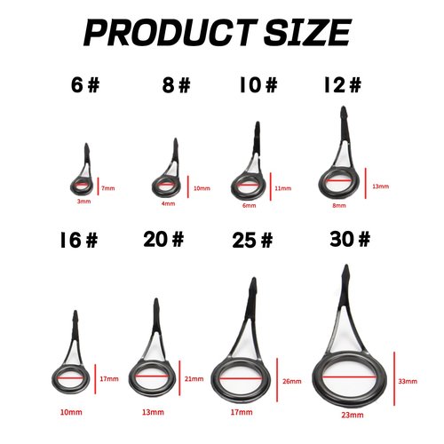 YAFIYGI 8pcs Fishing Pole Eyelets Replacement Kit Fishing Rod Tip Repair Kit Replacement Steel Ceramic Ring Fishing Rod Guides Tips for Rods Micro Tip Eyes Recoil Spring Eyelets Top Pole Guide Tips