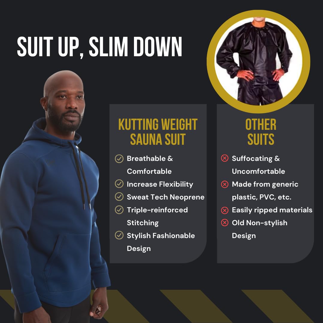 Kutting Weight - Sauna Hoodie - SweatTech Neoprene - For Exercise, Workout - Breathable & Flexible - Maximize Workouts
