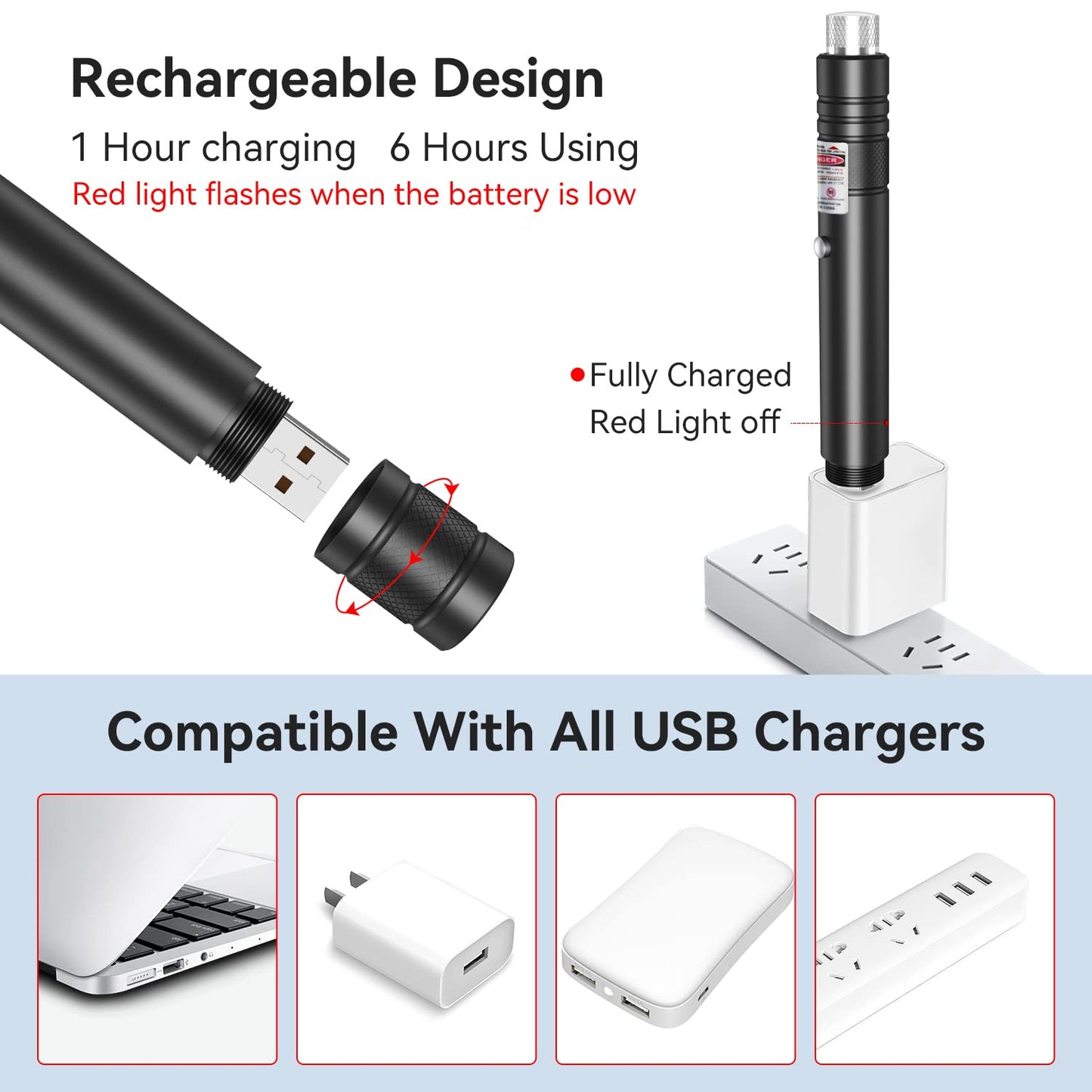 MIPREZT [Professional] Rechargeable Red Line Flashlight Long Distance Range for TV/LED/LCD Screens Tactical Flashlights Presentation Office/Outdoors/Astronomic/Construction [001]