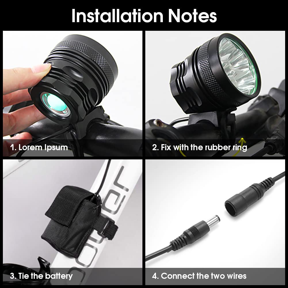 10500 Lumens 7 Led Bicycle Lights Front and Rear