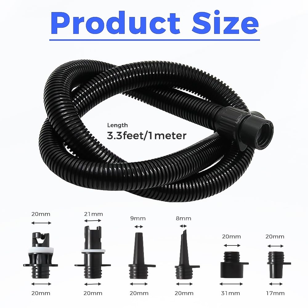 Yetaha Paddle Board Pump Adapter Set, Sup Air Pump Air Hose Connector, Removable Air Hose Kit with 6 Air Nozzles for HT781/HT782/HT790 Electric SUP Pump