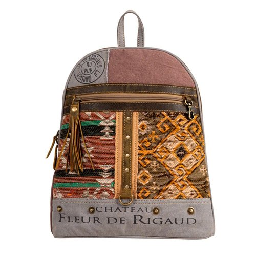 Myra Bag Western Leather Backpack Bag for Women, Upcycled Canvas Bag - Rigaud Rail