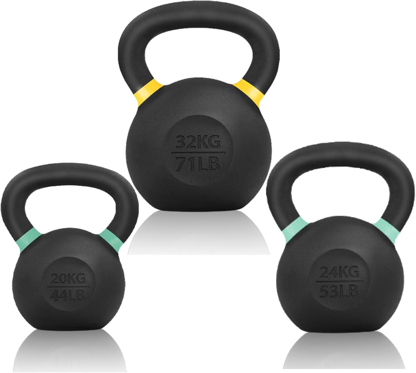 Yes4All Powder Coated Cast Iron Kettlebell Strength Training Kettlebells Weight Set for Full Body Workout, Home Gym