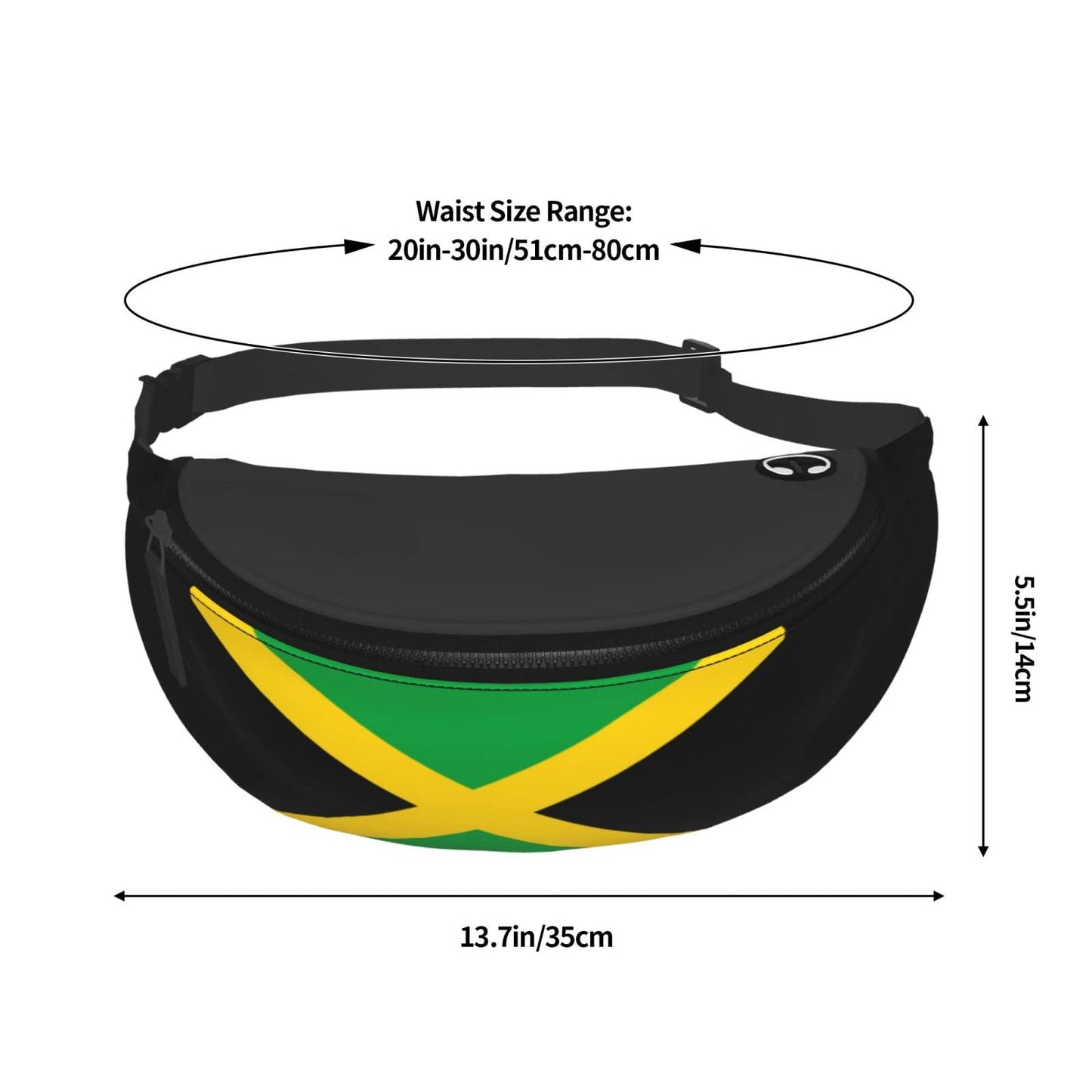 Flag of Jamaica Fanny Pack Crossbody Waist Bag Pack for Men Women. Belt Bag for Travel Walking Running Hiking Fishing.