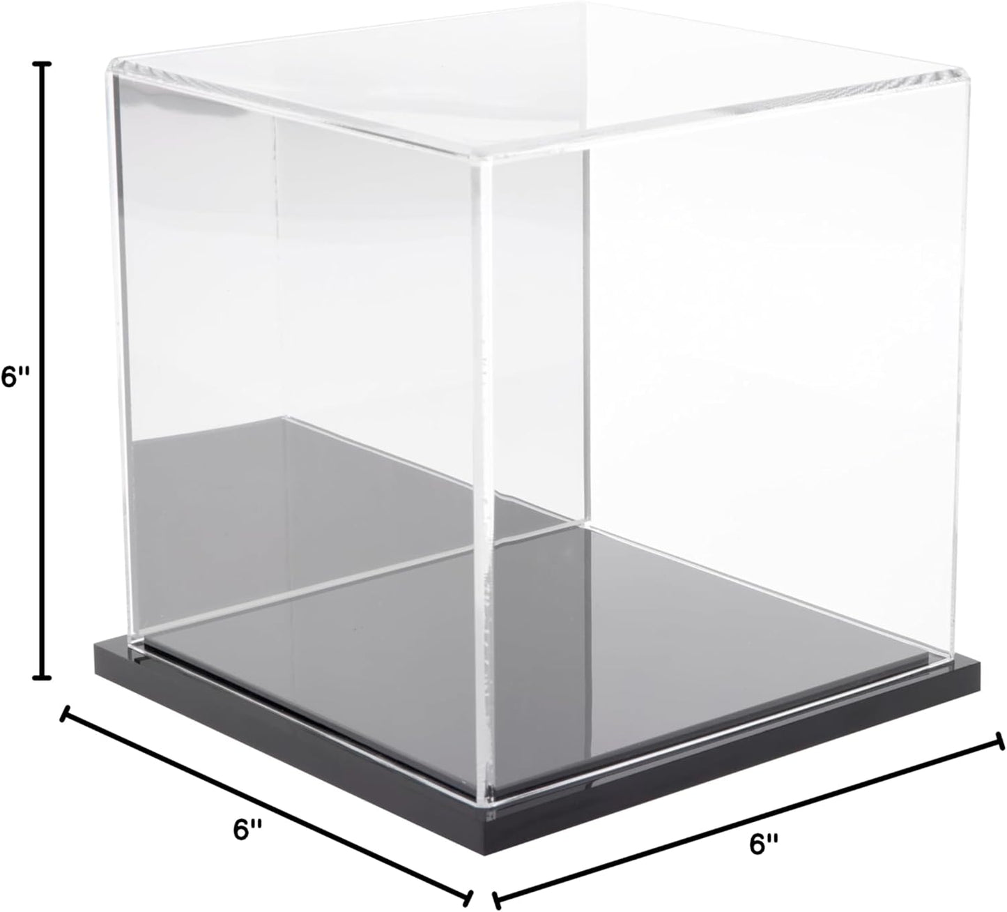 Plymor Clear Acrylic Display Case with Hardwood Base, 6" x 6" x 6"