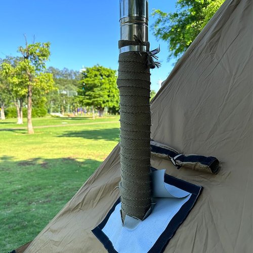 TAISOCA Camping Stove Pipe Wrap Fireproof Chimney Webbing 32.8ft Anti-Scald Stove Pipe Wrap Fireproof Pipe Wrap Protector for Tent (32.8ft)