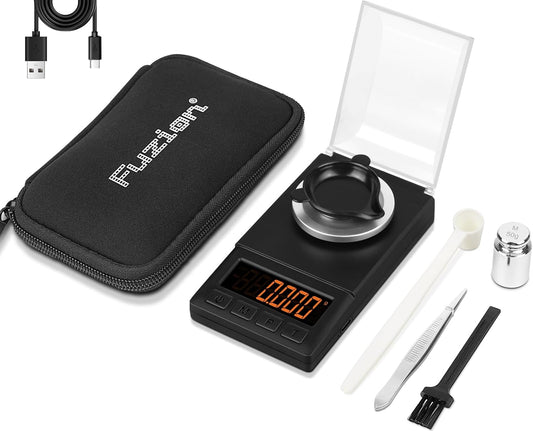 Fuzion Milligram Scale 50g/ 0.001g, Portable mg Scale with LCD Backlit, Tare, Digital Jewelry Scale, Microgram Scale for Powder, Gold, Gem, Reloading, Batteries Included