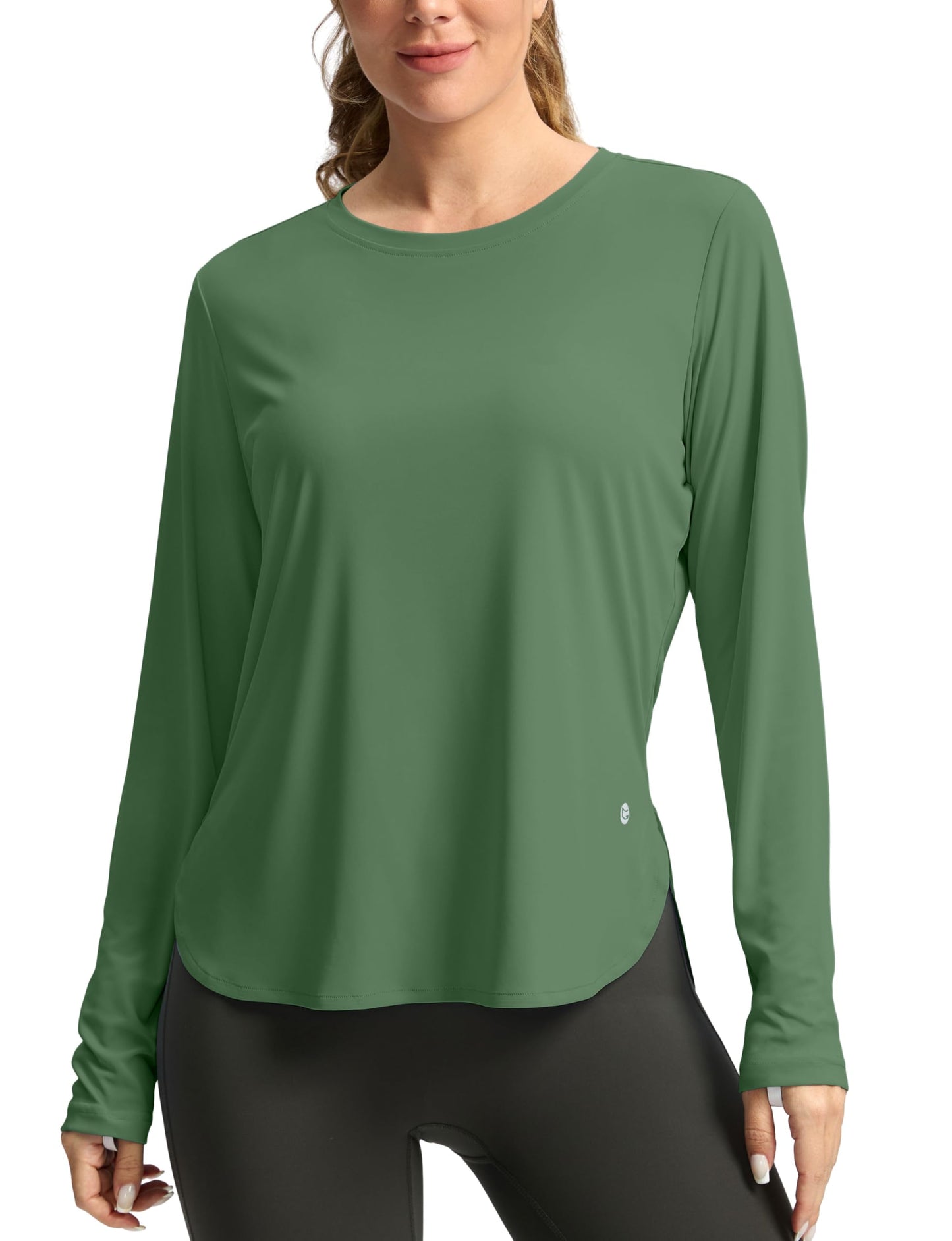 Women's Sun Shirts UPF 50+ Long Sleeve UV Protection Shirt Lightweight Quick Dry Workout Hiking Tops for Women(Army Green,XS)