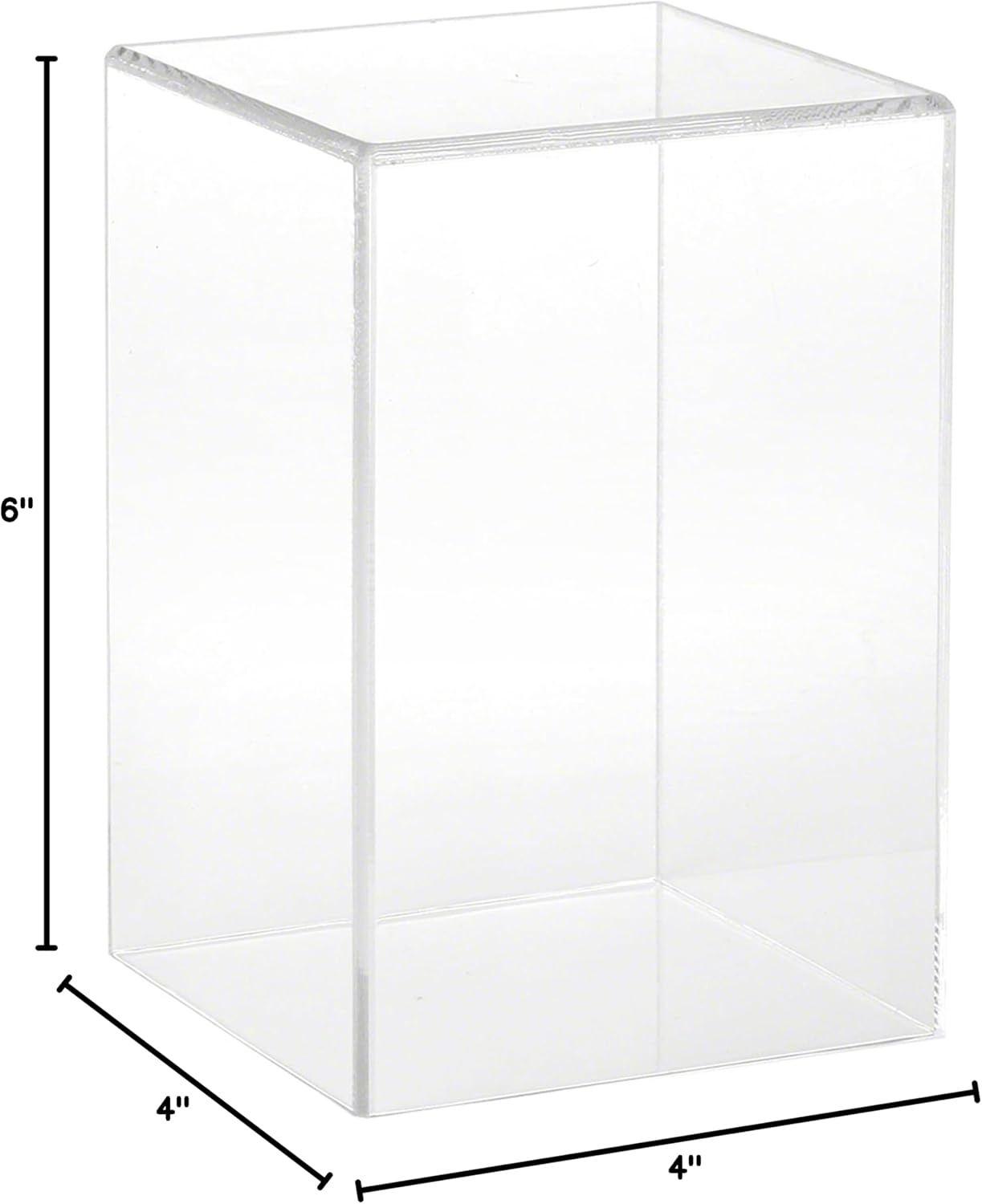 Plymor Clear Acrylic Display Case with Hardwood Base, 4" W x 4" D x 6" H