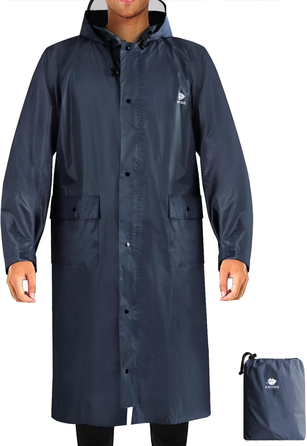 ANYOO Hood Rain Poncho Waterproof Lightweight Raincoat for Men Women Adult with Pocket for Hiking Camping Outdoor Activities