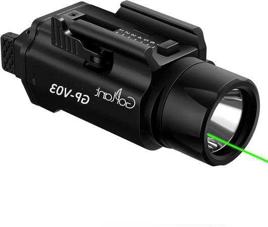 1750 Lumens Pistol Flashlight Laser, Aircraft-Grade Aluminum Picatinny Weapon Light, Adjustable Rail-Mounted Handgun Light and Green Laser Combo, Magnetic Rechargeable LED Tactical Weapon Flashlight