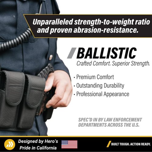 Hero's Pride Ballistic Deluxe Duty Belt, Triple Release Belt Buckle, Lightweight 2.25" Tactical Belt for Law Enforcement, 2XL (46-50")