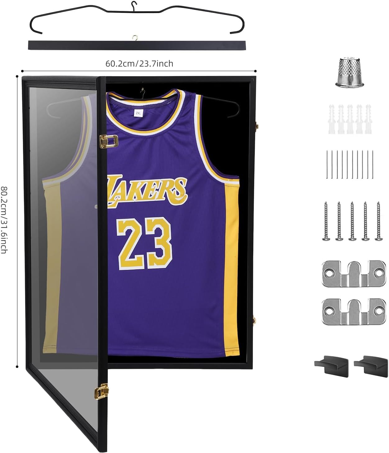WORKOOT Jersey Frame Display Case, Jersey Frame, Shadow Box, Jersey Shadow Box Lockable with 98% UV Protection, Acrylic Glass, Hangers, Wall Mount for Sports Shirts & Uniforms (3 Pack)