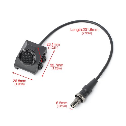 NECARL Remote Pressure Switch, Tactical Flashlight Weapon Light Switch with SF Plug for M300 M600 Scout Light, Aluminium Alloy Switch Fit for 20mm Picatinny Rail (S-BK)