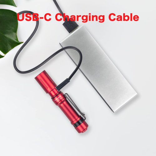 ThruNite EDC Flashlight Archer Mini, 405 Lumens Tail Switch LED Flashlight, USB C Rechargeable Little Pocket Penlight for Camping, Outdoor, and Emergency - Red Cool White