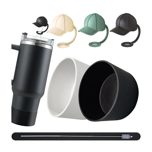3Pcs Cute Straw Topper for Stanley Cup Straw Cover Cap, 2pcs Silicone Boot for Stanley 30/40oz Tumbler,Plus Cleaning Brush,6Pcs Cup Accessories for Men & Women