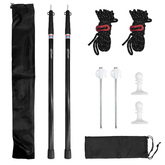 GEEWAY 2 Pcs 120 Inch Tarp Poles for Camping, Heavy Duty Telescoping Tent Pole, Aluminum Adjustable Tent Poles for Outdoor Activity, Wilderness Adventure and RV Travel (Black)