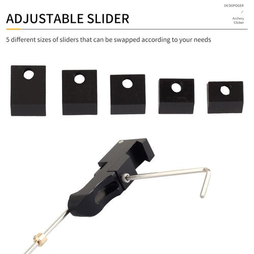 SOPOGER Archery Recurve Bow Clicker - Magnetic Sight Mounted Clicker Aluminum Arrow Clicker Signal Bow Accessories with Adjustable Slider for Hunting,Shooting,Competition (Black)