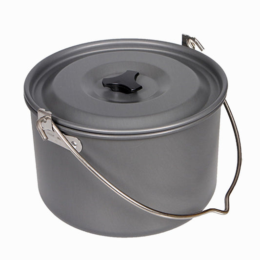 Aluminum Alloy Camping Hanging Pot with Lid Lifter Handle Lightweight 4200ml Portable Pot for Camping Cooking Hiking Picnic