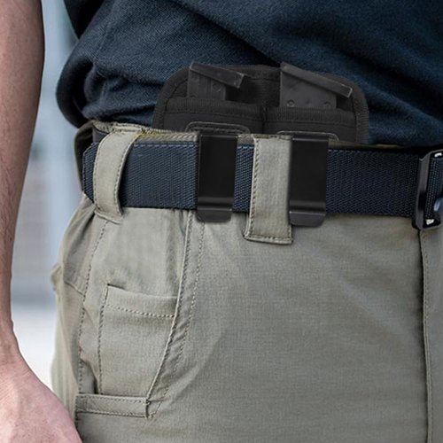 Two Slots Pistol Mag Pouch Double Stack Magazines Pouch with Belt Clips for 9mm .40 .45 .380 Glock 17 19 22 26 43 Sig P365 P320 S&W M&P Waistband Pistol Mag Holster