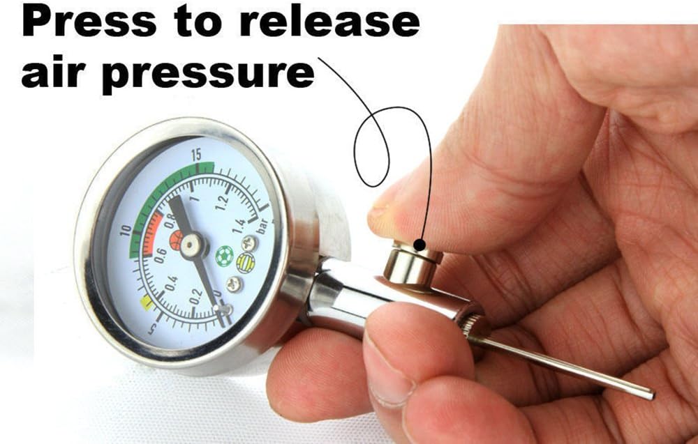 Firelong Accurate Ball Pressure Gauge - Heavy Duty Metal Made, Test and Adjust Analog Gauge for Football, Soccer, Rugby, Basketball, Volleyball and Other Sports Balls