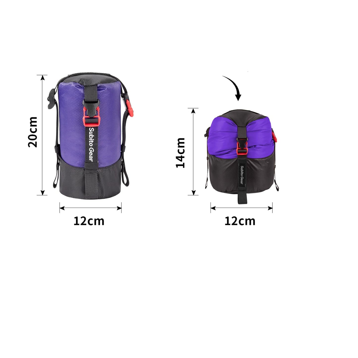 70D Nylon Compression Stuff Sack for Sleeping Bag, Ultralight Stuff Bag Organizer 1L/5L/7L/17L/25L for Traveling Camping Hiking Backpacking (Purple (1-2L))