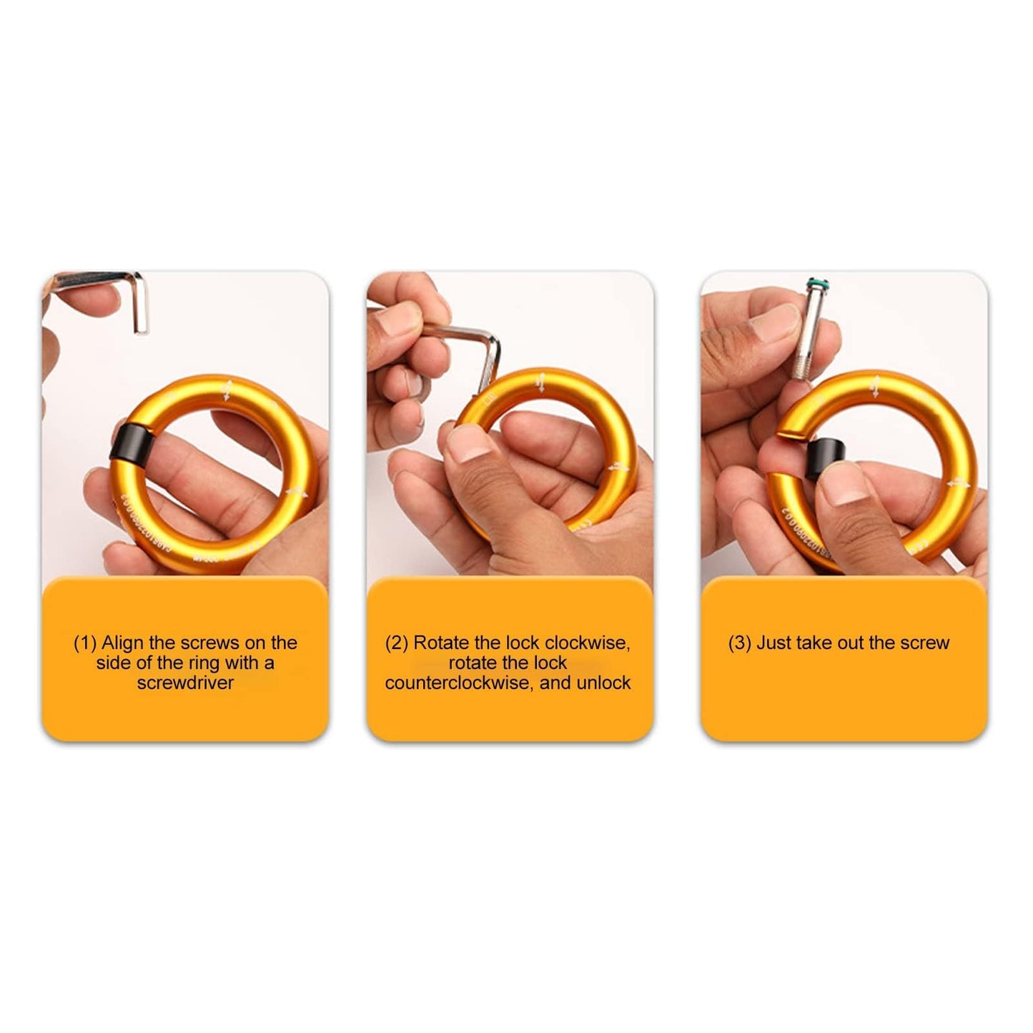 Aqur2020 Rappel Ring, Rock Climbing O Ring to Use Abrasion Uniform Force for Mountaineering (Gold)
