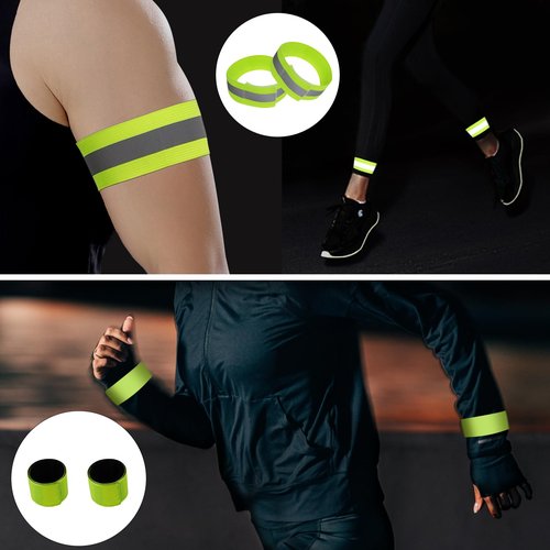 lipaux Reflective Band Adjustable Safety Running Gear Set, High Visibility Band and Slap Bracelet with Reflective Strip for Outdoor Cycling, Dog Walking(Simple Band Set)