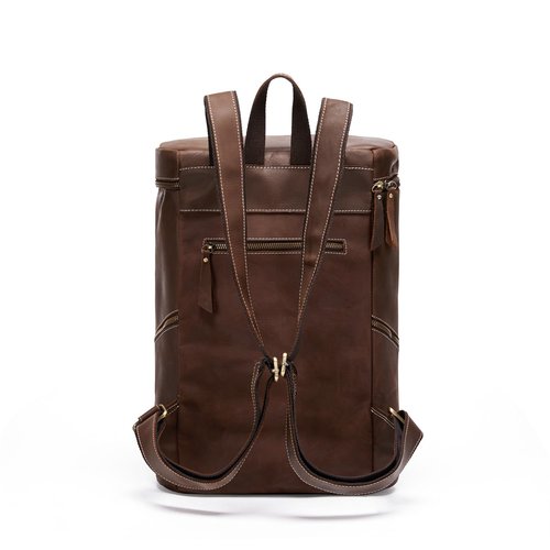 Overdo Retro Genuine Leather Backpack, Men's Fashionable Travel Bag And Camping, Practical Men's Travel (Brow)