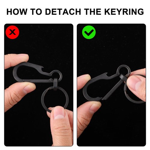 Ouligay Titanium Carabiner Keychain Clip Titanium Key Chain Bottle Opener Keychain Heavy Duty Car for Camping Hiking Men Women(Black)