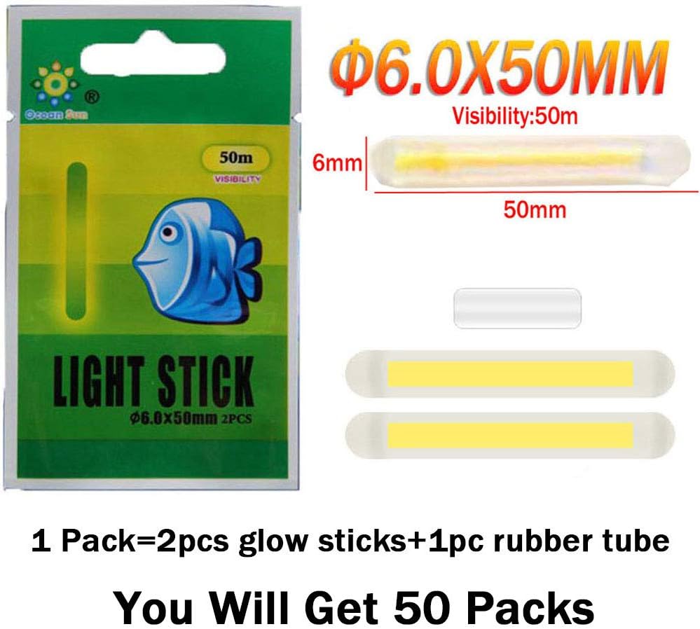 QualyQualy Fishing Glow Sticks for Bobbers 1" 1.5" 2" 3" Fishing Bobber Lights, Fishing Rod Bell Alarm Lights, Bobber Glow Sticks Bulk Kit 10-250Pcs
