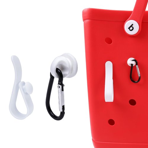 LIGHUFEIC 3Pcs Hooks Set Accessories for Bogg Bag, Keychain Hanger for Bogg Bag Insert Charm Carabiner Keychain Cup Holder Compatible for Small & Large Beach Bags(White)