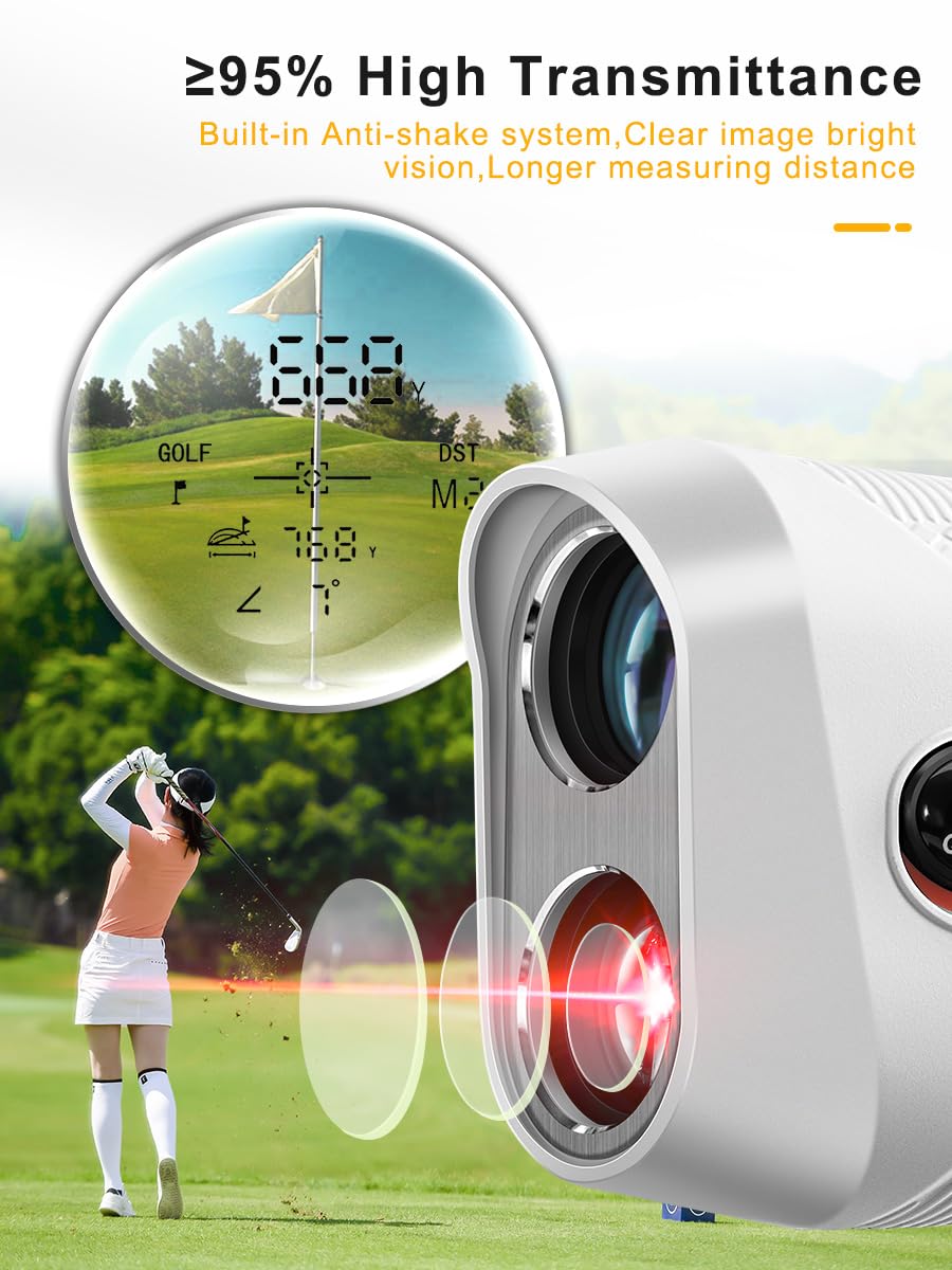 Golf 1200 Yards Laser Rangefinder with Slope and Pin Lock Vibration Mode Continuous Scan 7X Magnification Range Finder with Rechargeable Battery,High-Precision Flag
