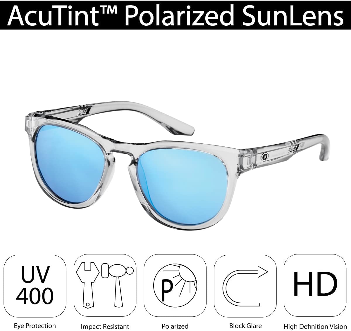 Flying Fisherman Breakers Classic Polarized Sunglasses, Gray-Blue/Blue, Medium