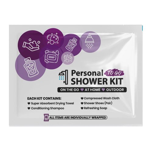 Compact Personal Shower Kit To-Go– Your Hygiene Companion for Travel, Gym, Camping | Shower on the Go | Shampoo, Soap, Towel. All in One (1)