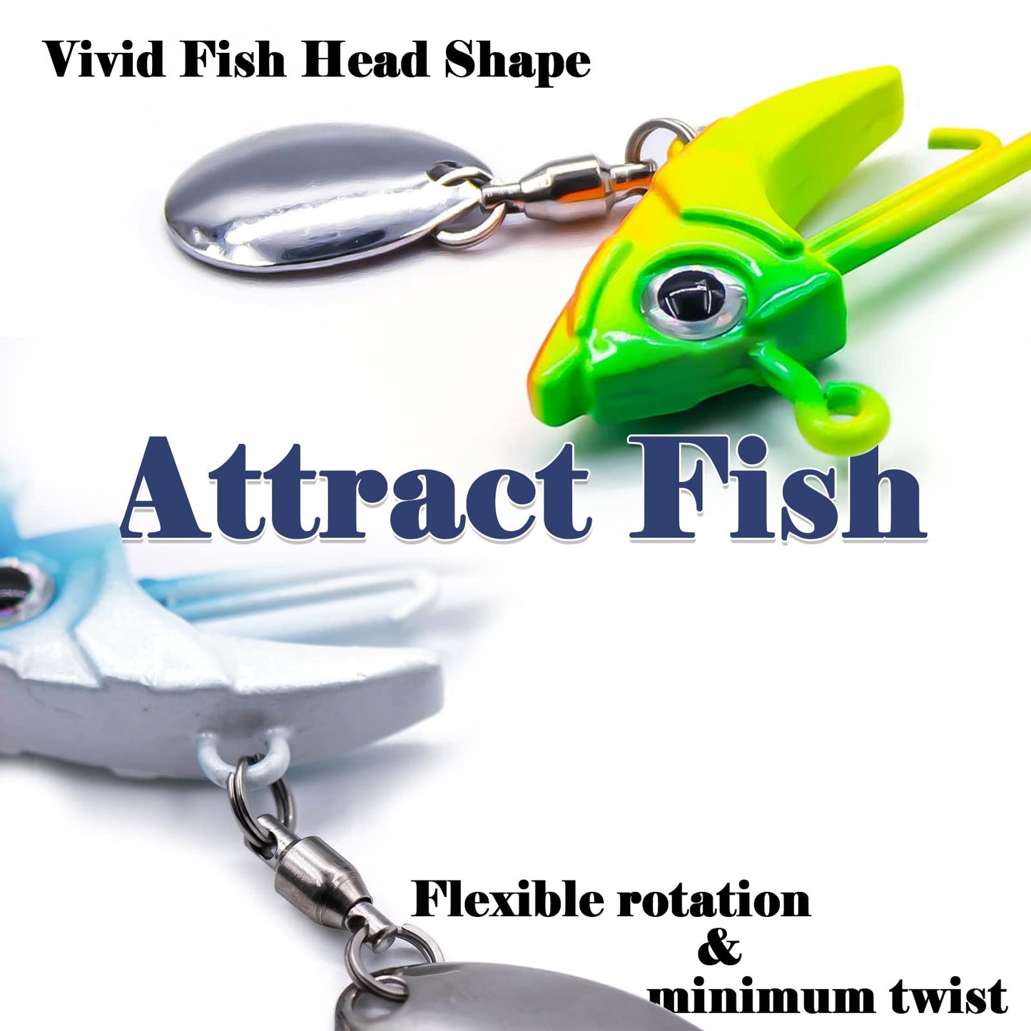 FishTrip Underspin Jig Heads Hooks - 1/4 oz,3/8 oz,1/2 oz Swimbait Jig Head with Spinner Blade for Fishing Saltwater Freshwater 5pcs - 1/4 oz