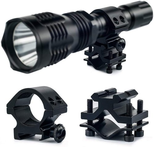 BESTSUN Predator Light with Green Red White LED Hunting Flashlight, Pressure Switch, Barrel & Scope Mount for Hogs Coyotes Varmints Raccoons Coon Deer Night Hunting