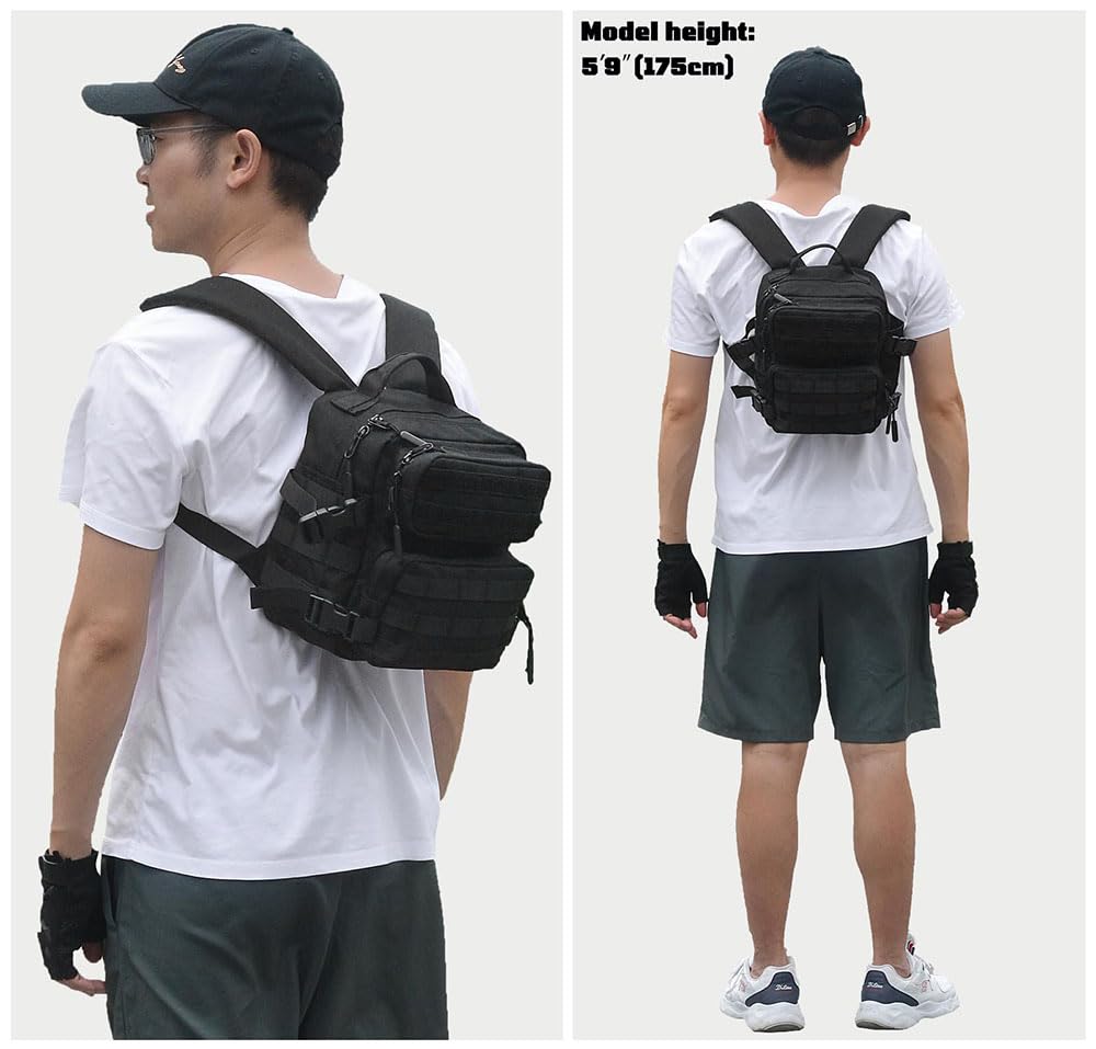 9L Mini Backpack for Men and Women, Small Backpack for Gym Hiking Travel Sports Running (Black)