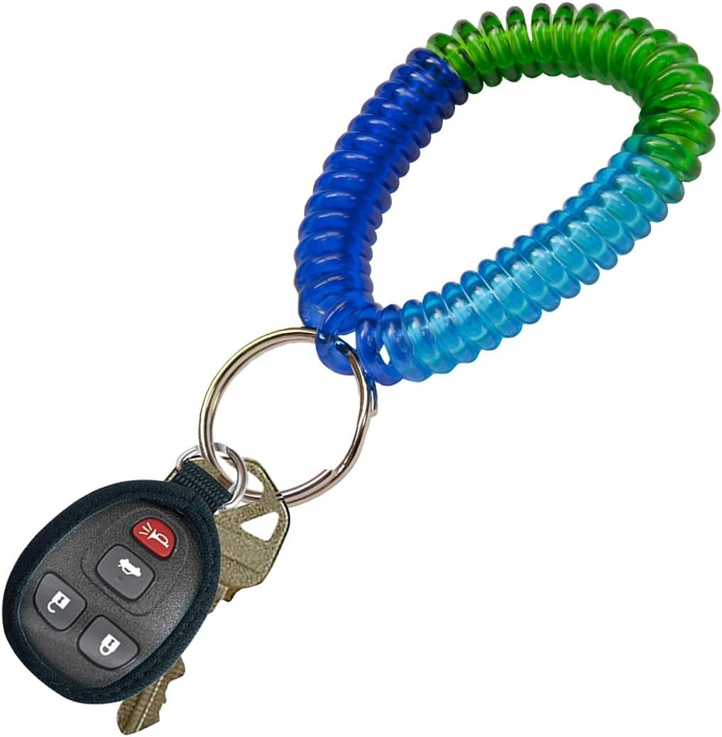 ucky Line 2” Spiral Wrist Coil with Steel Key Ring, Flexible Wrist Band Key Chain Bracelet, Stretches to 12”, Purple, 10 Pack (41065)